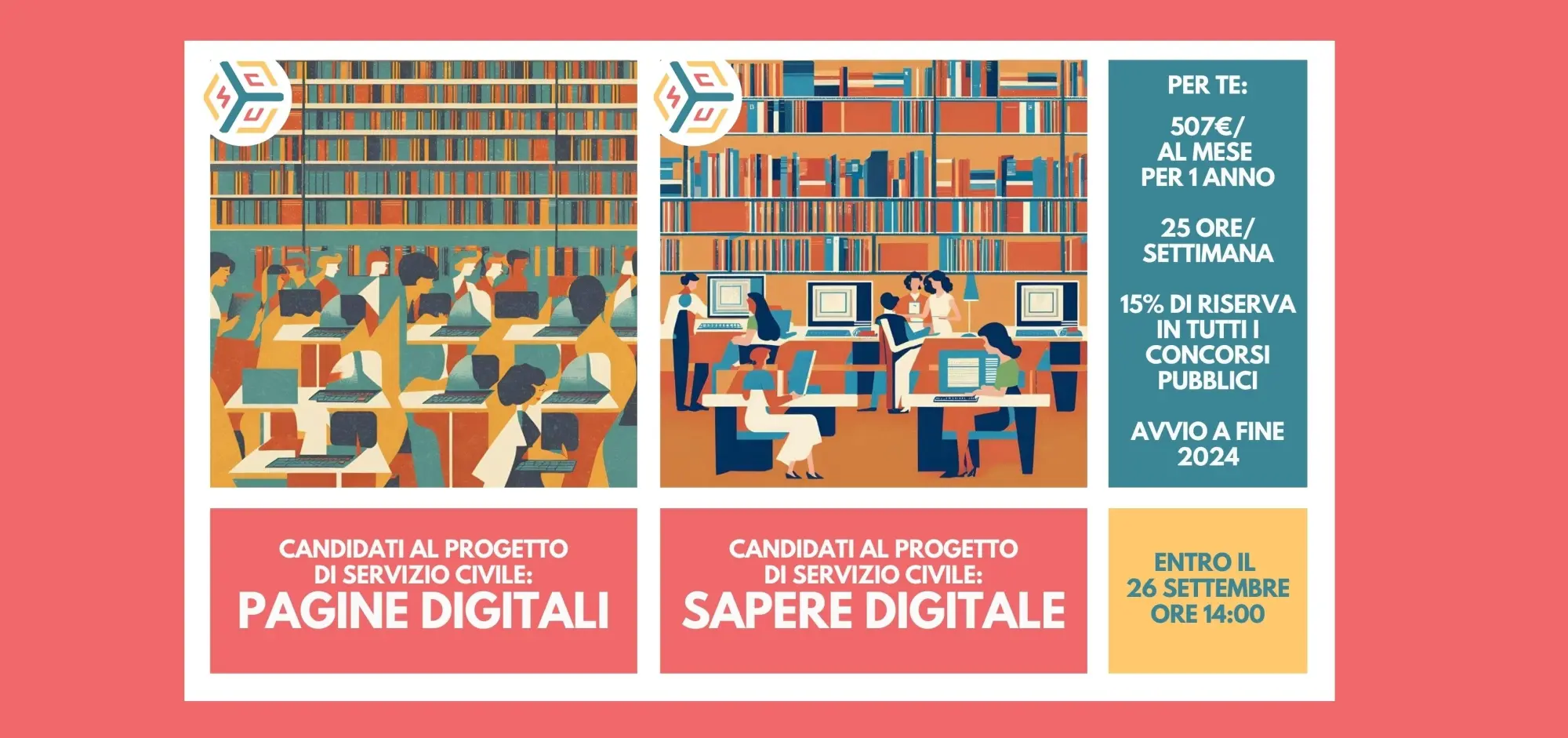 Servizio Civile Digitale: ultimi giorni per le domande.  Disponibili 2 posti nelle Biblioteche 