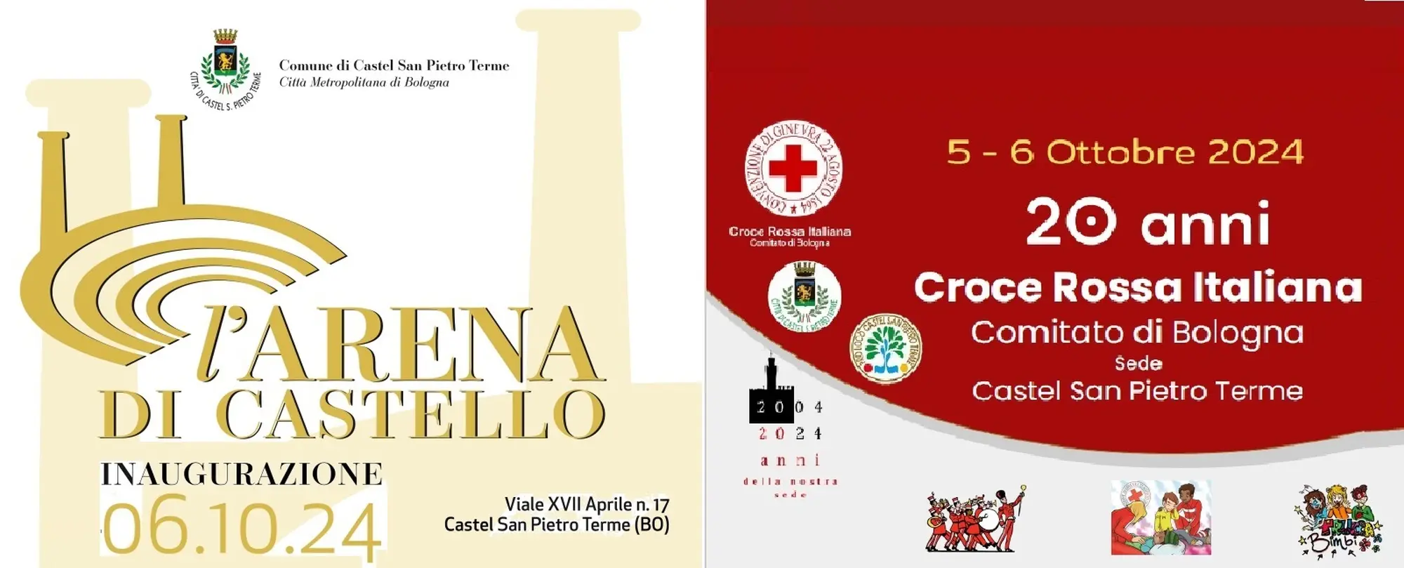 Domenica 6 Castel San Pietro Terme festeggia l’inaugurazione dell’Arena e 20 anni della Croce Rossa