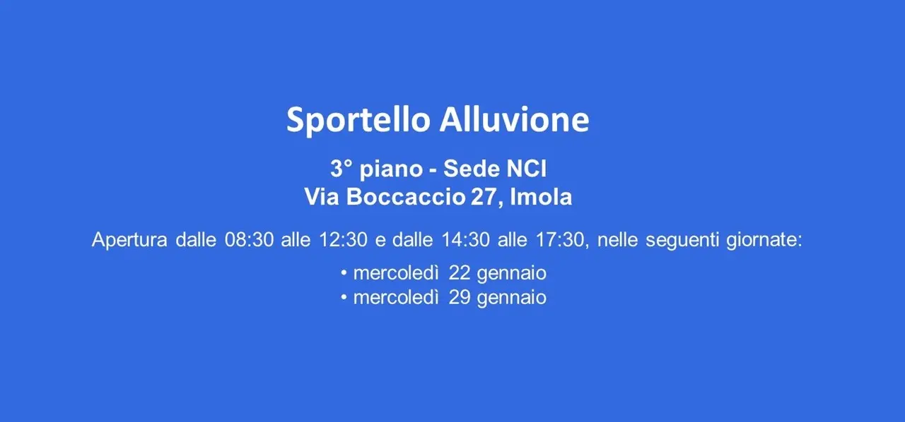 Servizio Ricostruzione Alluvione: lo sportello pubblico del NCI aperto il 22 e 29 gennaio