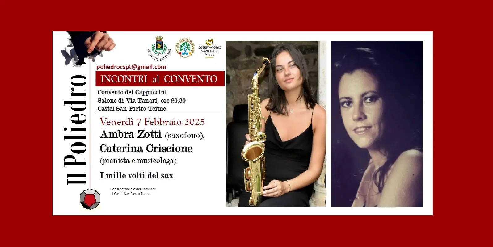 Venerdì 7 ore 20,30 “I mille volti del sax”,  incontro con Ambra Zotti e Caterina Criscione