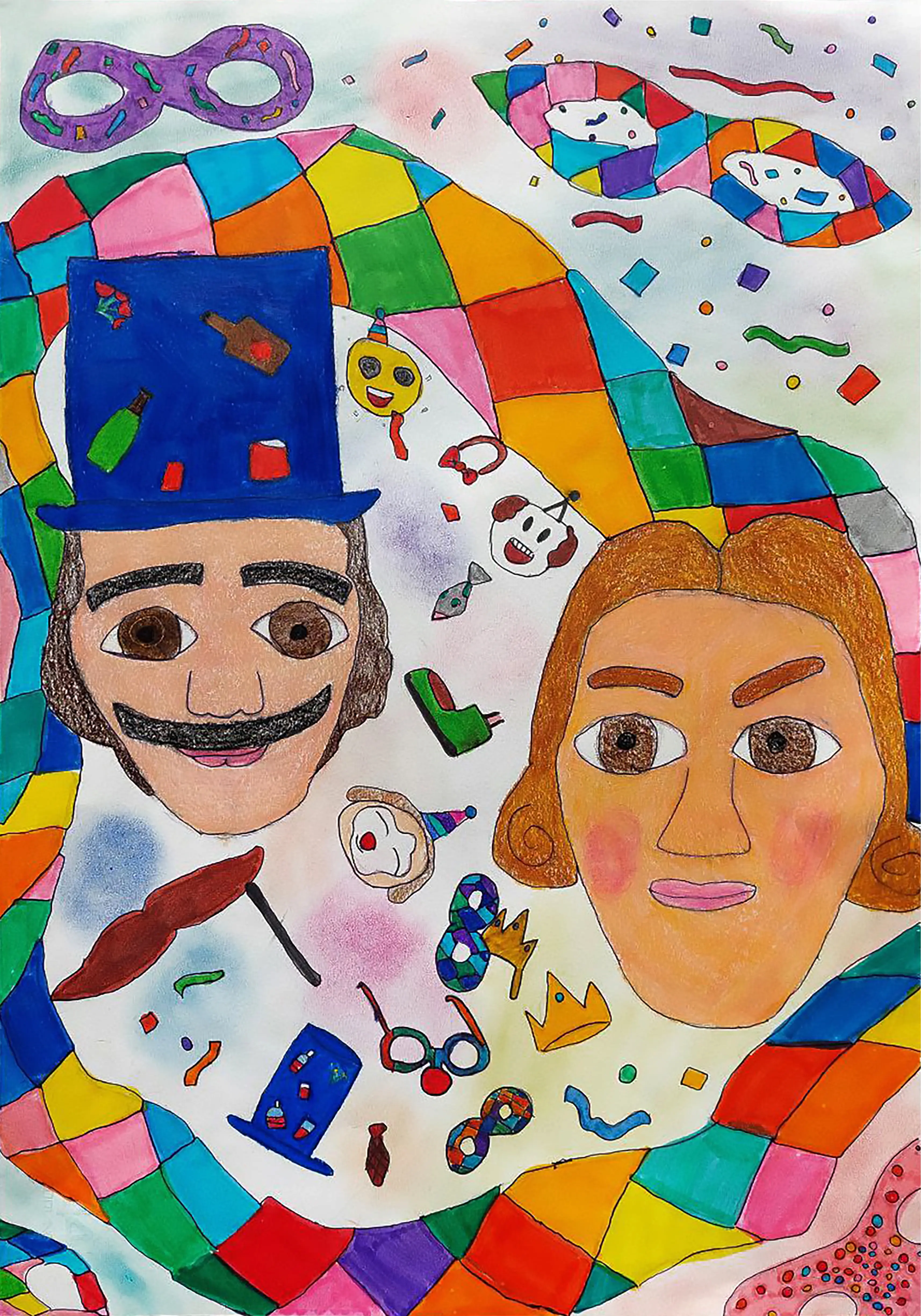 Il disegno della classe 5 B della primaria Don Luciano Sarti sarà la locandina del Carnevale 